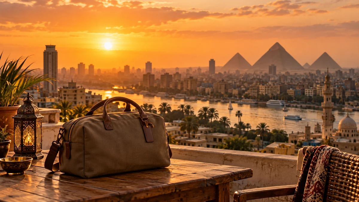 Vue du Caire et de ses monuments dans une lumière dorée